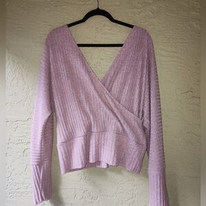 Express V-Neck Wrap Sweater - Pink